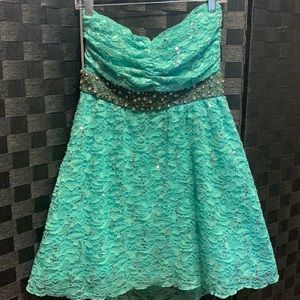 Aqua sequins mini dress